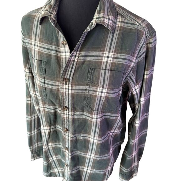 The North Face Purple Label Men’s Small Plaid Flannel Button Down Shirt Green - Picture 4 of 7